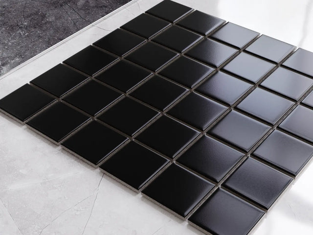 Mosaico in ceramica su rete per bagno o cucina 30.2 cm x 30.2 cm - Black chaturanga