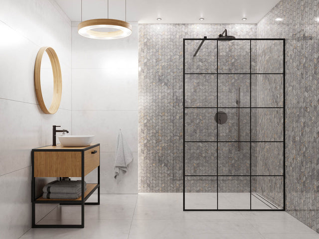 Porcelain stoneware mosaic on mesh for bathroom or kitchen 26.5 cm x 30.5 cm - Diamond rhombus poller