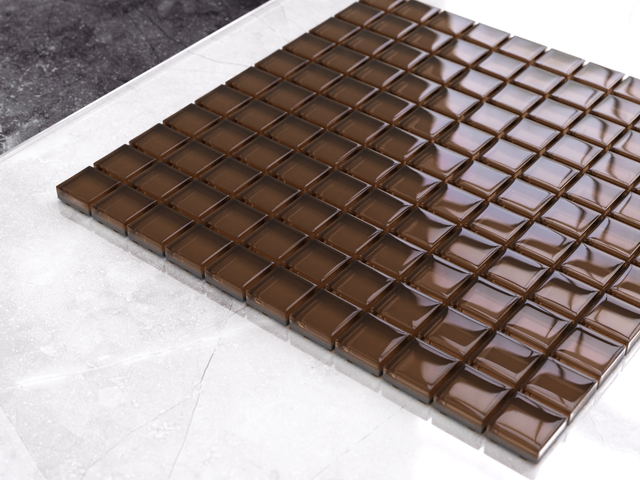 Glass mosaic on mesh for bathroom or kitchen 30 cm x 30 cm - Chocolate