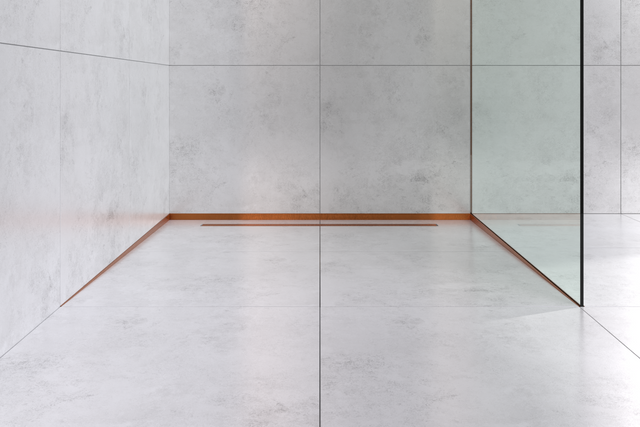 Profil de douche LC à poser au sol, frontal, cuivre satiné