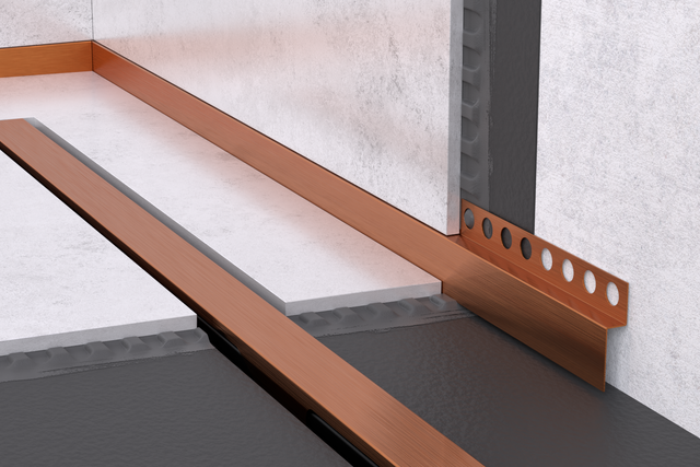 Profil de douche LC à poser au sol, frontal, cuivre satiné