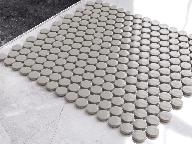 Mosaico de cerámica en red para baño o cocina 29.3 cm x 31.7 cm - Burbujas grises