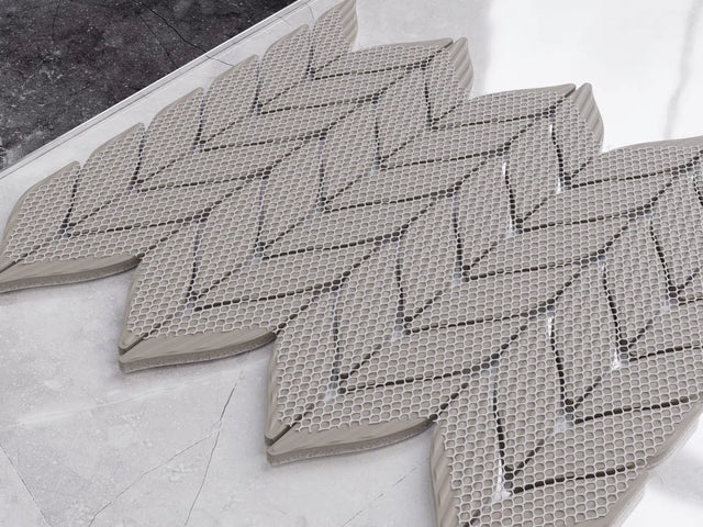 Ceramic mosaic on mesh for bathroom or kitchen 27.6 cm x 33.2 cm - Marble Sparrow