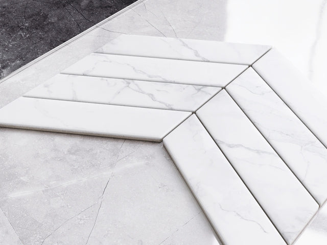 Ceramic mosaic on mesh for bathroom or kitchen 31.6 cm x 21.5 cm -Marble spruce