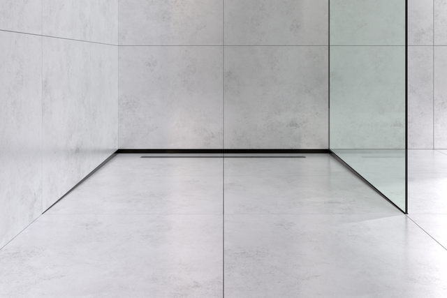 LC floor-mounted shower profile, glossy black front