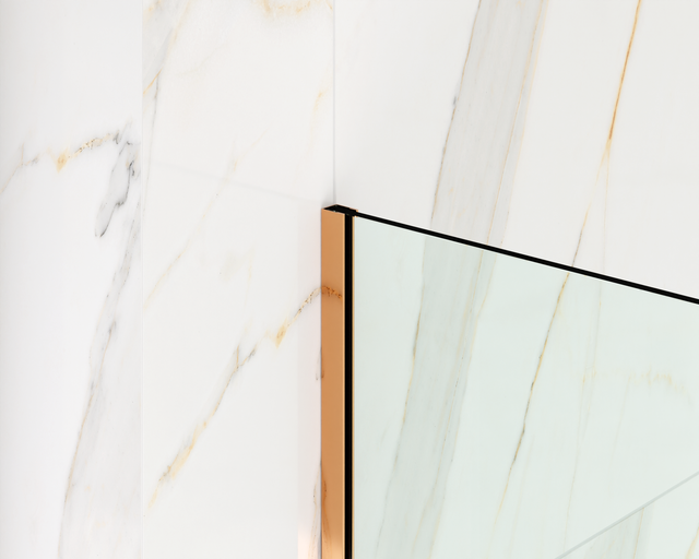 LM profile shower glass fixing in polished copper stainless steel