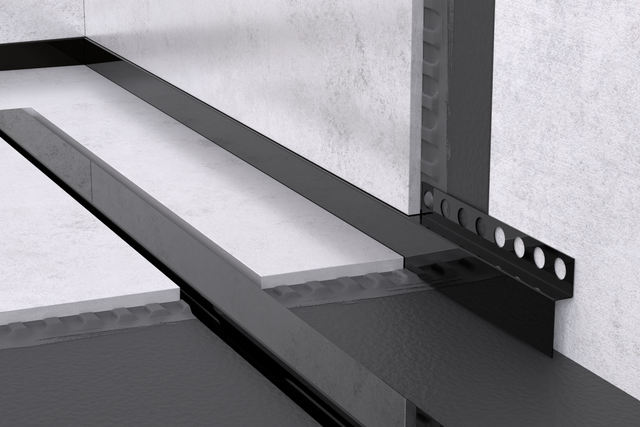 Profil de douche LC à poser au sol, frontal, noir brillant