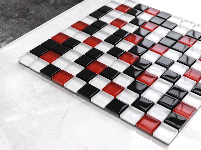 Mosaïque en verre sur filet pour salle de bain ou cuisine 30 cm x 30 cm - The Rolling Stones