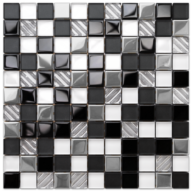 Glass mosaic on mesh for bathroom or kitchen 30 cm x 30 cm - Chaos