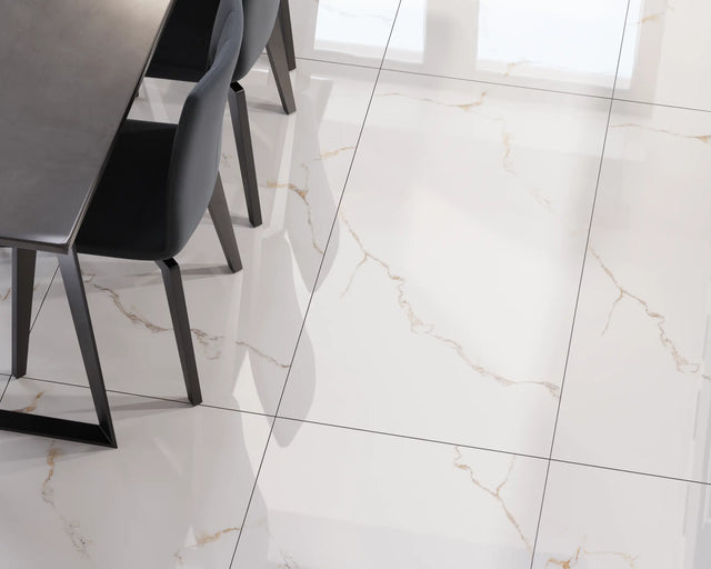 Piastrella rettificata per pavimento o parete interna o esterna 60 cm x 120 cm - Torrence white