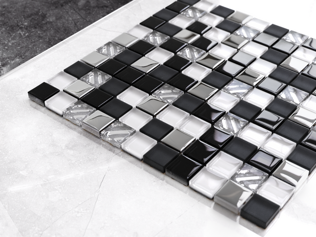 Glass mosaic on mesh for bathroom or kitchen 30 cm x 30 cm - Chaos