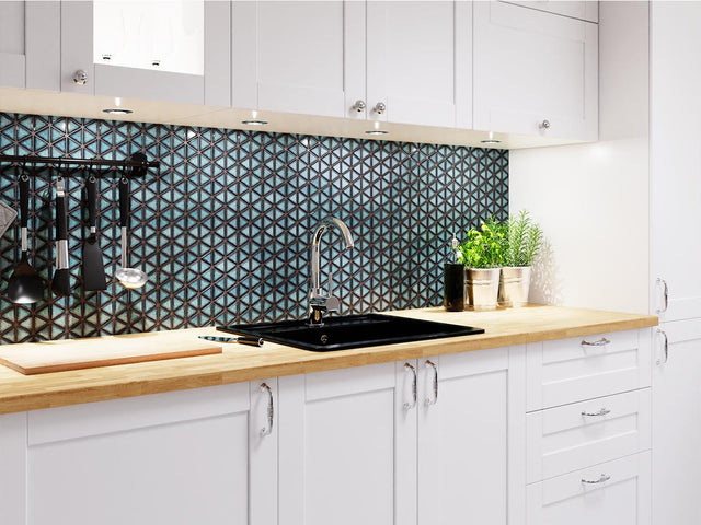 Mosaico de cerámica en malla para baño o cocina 26.3 cm x 30.3 cm - Manta triangular Adriática