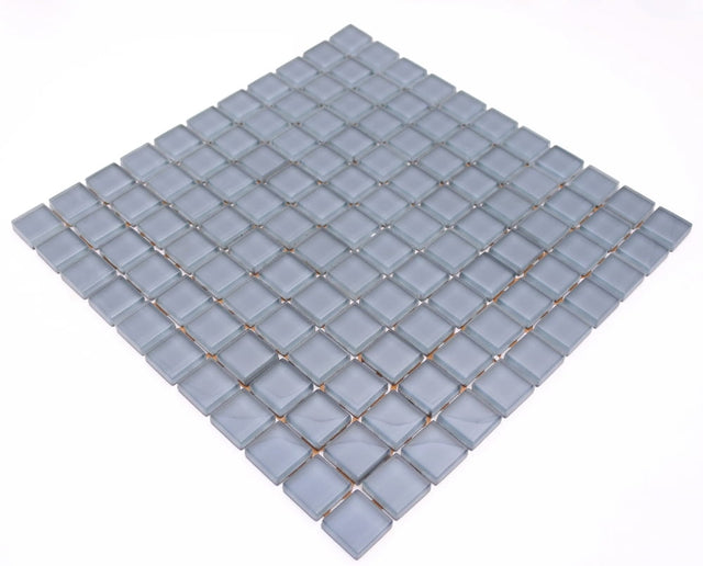 Glass mosaic on mesh for kitchen or bathroom 30 cm x 30 cm - Pure grey