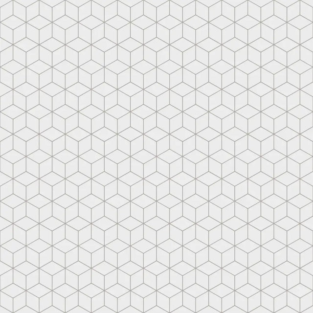 Mosaico in ceramica su rete per bagno o cucina 30.5 cm x 26.5 cm - White geometric cubes