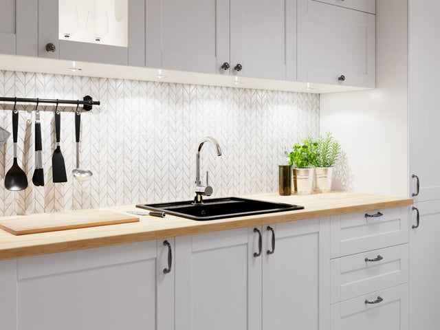 Mosaico in ceramica su rete per bagno o cucina 27.6 cm x 33.2 cm - Marble Sparrow