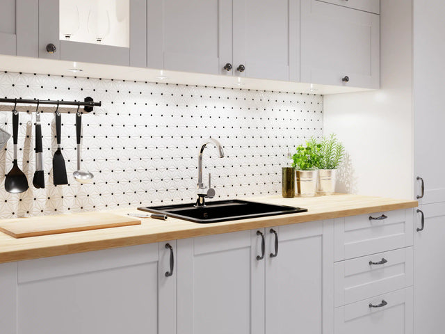 Ceramic mosaic on mesh for bathroom or kitchen 29.4 cm x 30.7 cm - Origami