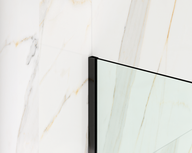 LM profile shower glass fixing in glossy black stainless steel