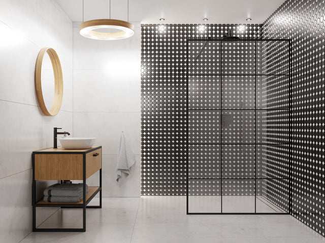 Mosaïque en céramique sur filet pour salle de bain ou cuisine 29,3 cm x 29,3 cm - Château Tetris