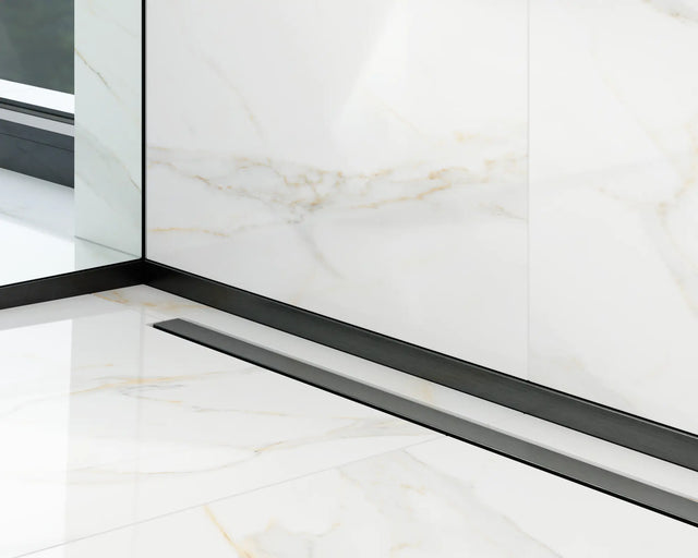 Profil de douche LC à poser au sol, frontal noir satiné