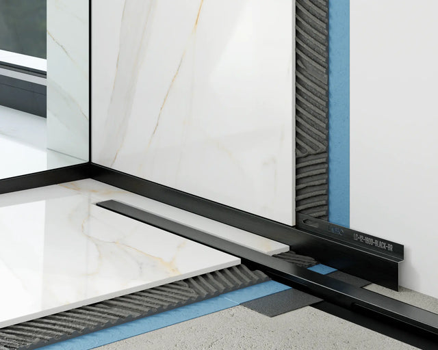 Profil de douche LC à poser au sol, frontal noir satiné