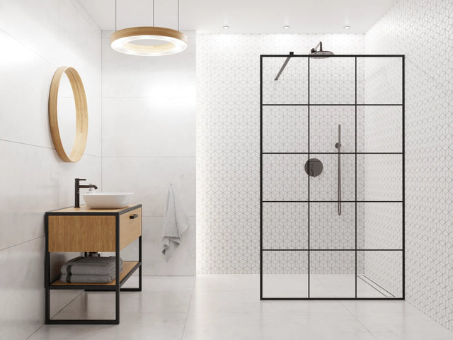 Mosaico in ceramica su rete per bagno o cucina 30.5 cm x 26.5 cm - White geometric cubes