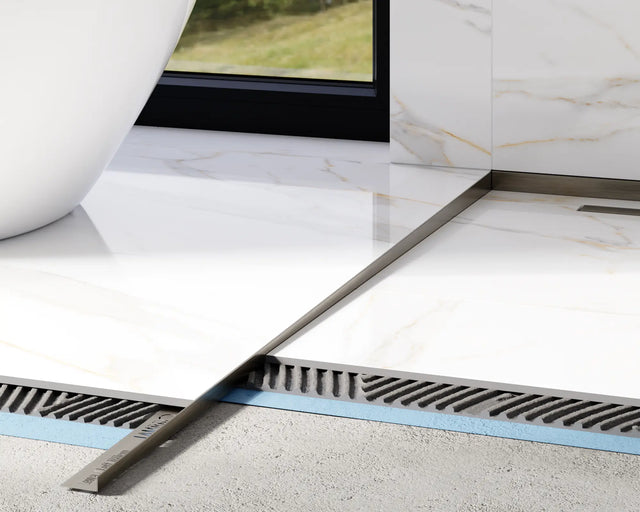 Perfil de ducha LKL suelo izquierdo en acero inoxidable - Gunmetal