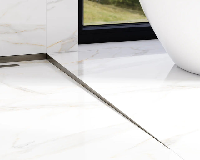 Perfil de ducha LKP suelo derecho en acero inoxidable - Gunmetal