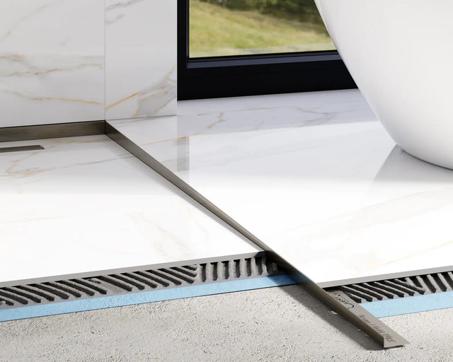 Perfil de ducha LKP suelo derecho en acero inoxidable - Gunmetal