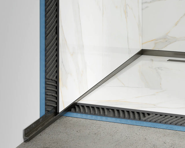 Perfil de ducha LSL pared izquierda en acero inoxidable - Gunmetal