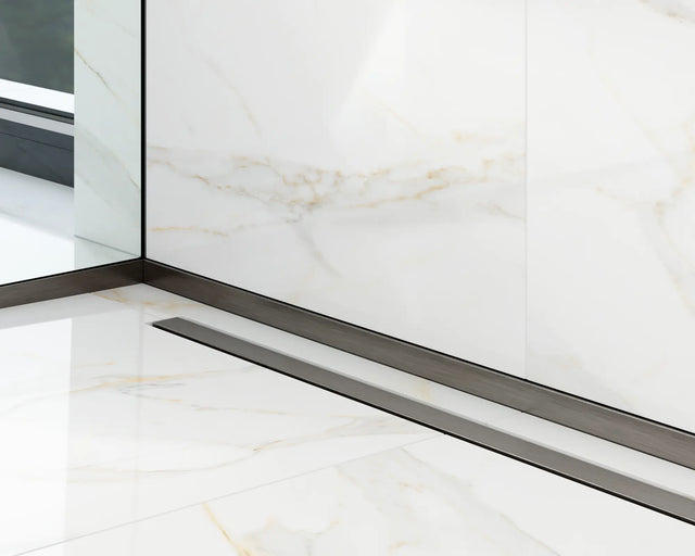 Profilo doccia LC a pavimento frontale in acciaio - Nero opaco RAL 9005