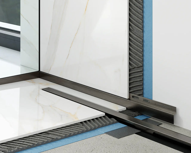 Profil de douche LC au sol frontal - Noir mat RAL 9005