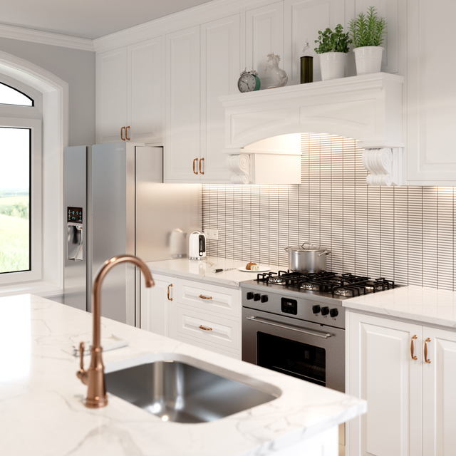 Mosaik aus Keramiknetz für Bad oder Küche 29,0 cm x 28,2 cm - Mini White Plain