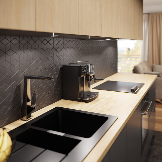 Mosaïque en grès sur filet pour salle de bain ou cuisine 30,5 cm x 26,5 cm - Dark side