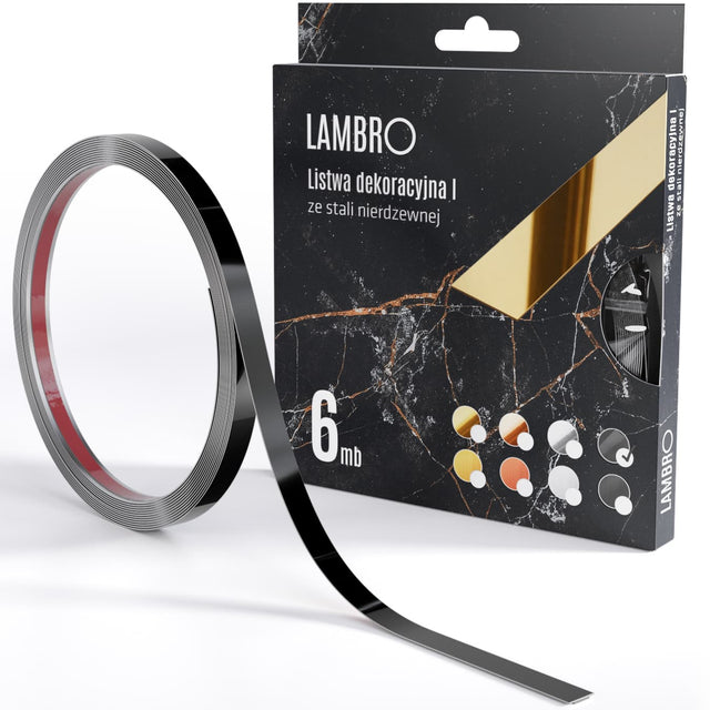 Selbstklebender Dekorstreifen, 6 m - Glänzendes Schwarz