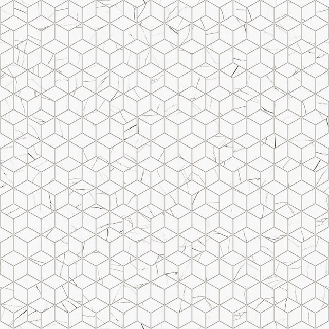 Mosaik aus Gres auf Netz für Bad oder Küche 30,5 cm x 26,5 cm - Carrara-Marmor