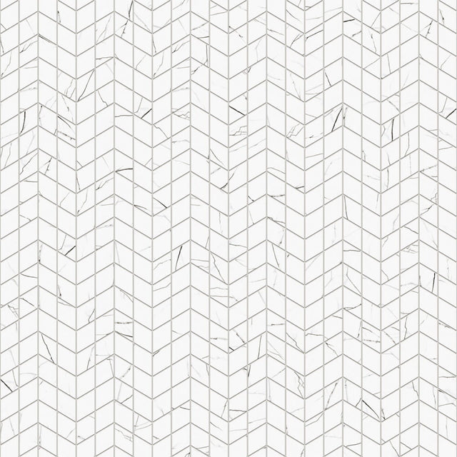 Porcelain stoneware mosaic on mesh for bathroom or kitchen 17.2 cm x 29.8 cm - Marble Sugar arrow