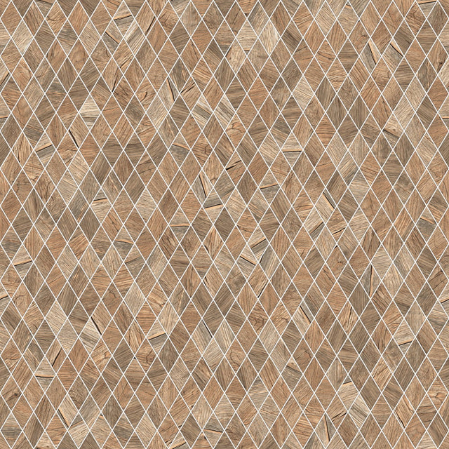 Mosaic in stoneware on mesh for bathroom or kitchen 29.2 cm x 25 cm - Wood rhombus