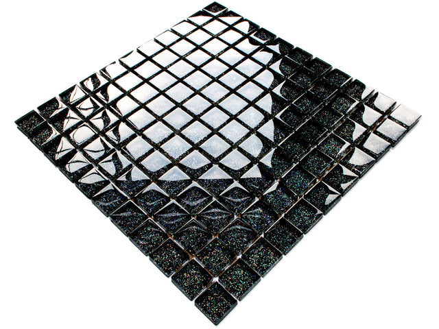 Mosaik aus Glas auf Netz für Bad oder Küche 30 cm x 30 cm - Petrol