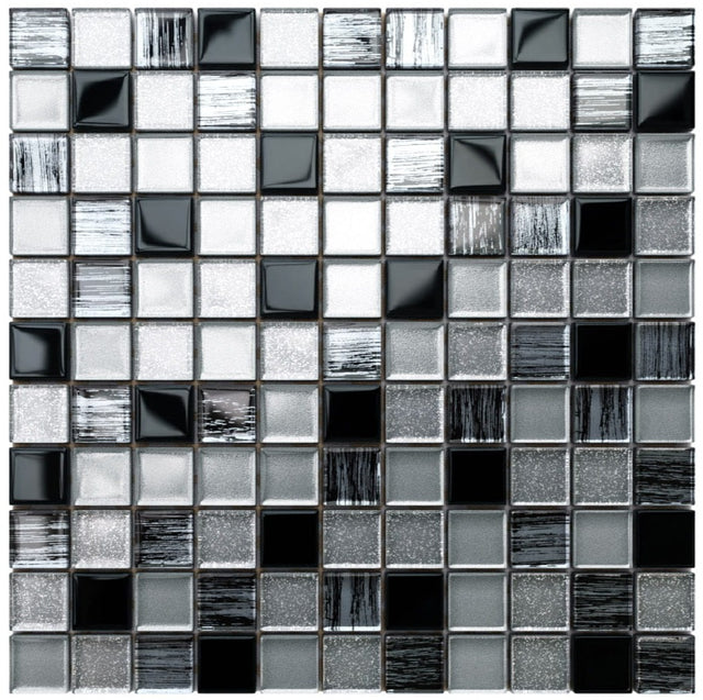 Glass mosaic on mesh for bathroom or kitchen 30 cm x 30 cm - Black Sabbath