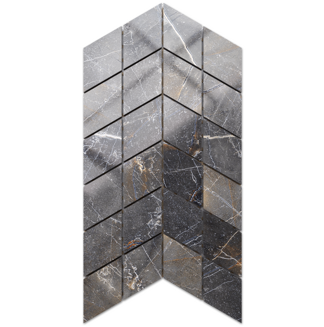 Porcelain stoneware mosaic on mesh for bathroom or kitchen 17.2 cm x 29.8 cm - Mini diamond rhombus polished