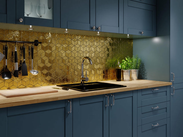 Mosaico de vidrio en red para baño o cocina 30.5 x 26.5 cm - Gold eagle