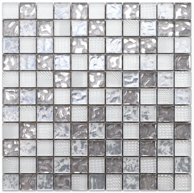 Glass mosaic on mesh for bathroom or kitchen 30 x 30 cm - Titanic