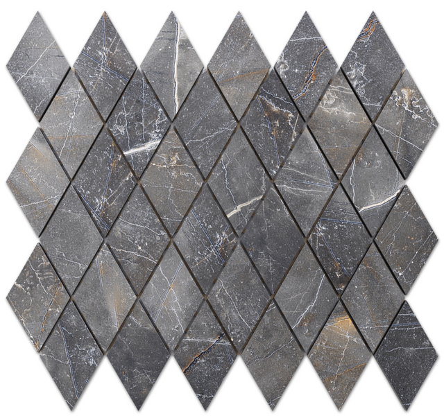 Mosaico in gres su rete per bagno o cucina 29.2 cm x 25 cm – Romb shinestone