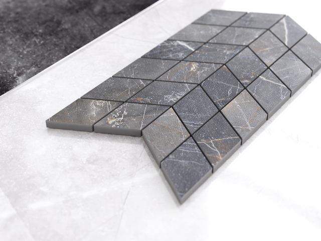 Mosaïque en grès sur filet pour salle de bain ou cuisine 17,2 cm x 29,8 cm - Mini diamant romb