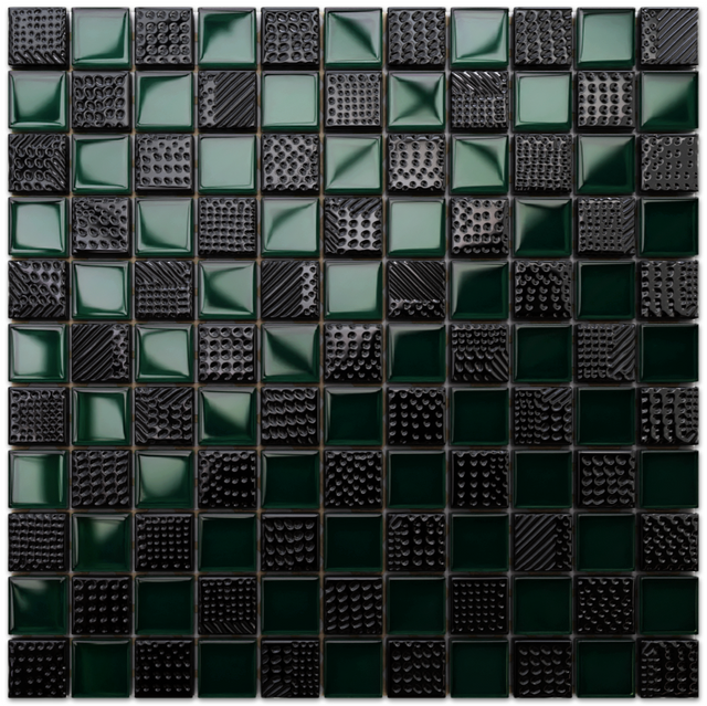 Mosaïque en verre sur filet pour salle de bain ou cuisine 30 cm x 30 cm - Green Dama