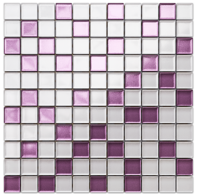 Glass mosaic on mesh for bathroom or kitchen 30 cm x 30 cm - Lilac orchid