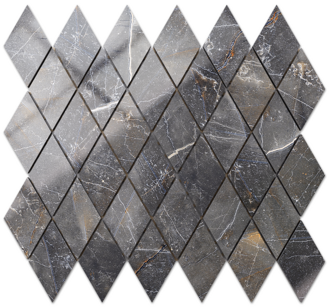 Porcelain stoneware mosaic on mesh for bathroom or kitchen 29.2 cm x 25 cm – Romb shinestone polished