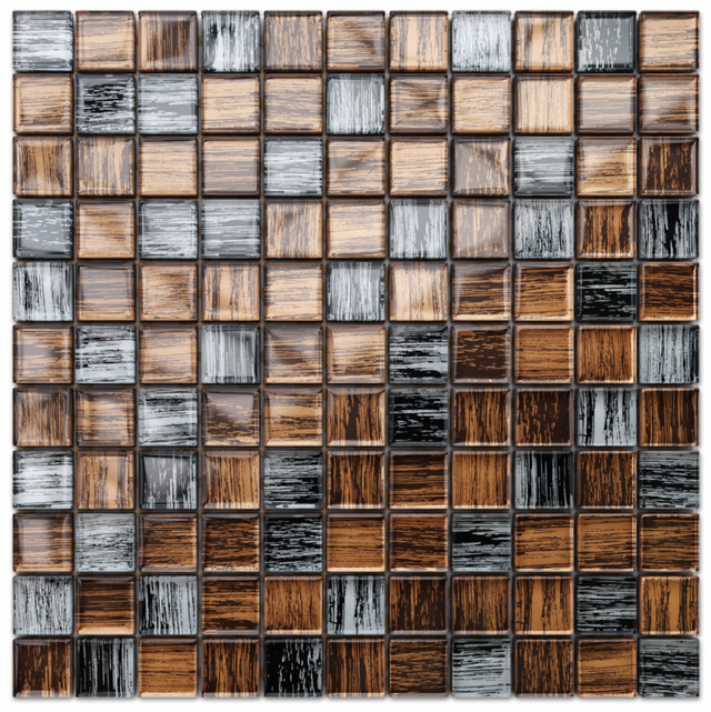 Mosaico in vetro su rete per bagno o cucina 30 cm x 30 cm - Wild stripes