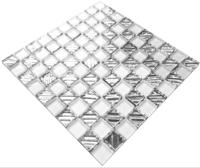 Glass mosaic on mesh for bathroom or kitchen 30 cm x 30 cm - Silver rain