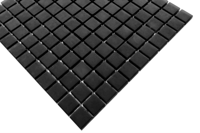 Glass mosaic on mesh for bathroom or kitchen 30 cm x 30 cm - Velvet black